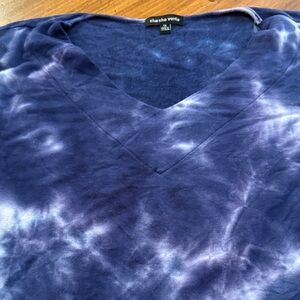Cha Cha Vente Blue Tie-Dye 3/4 Sleeve Top
